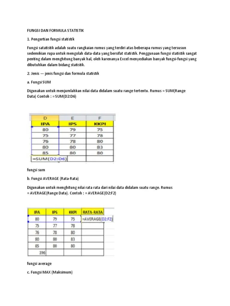 Fungsi Dan Formula Statistik | PDF