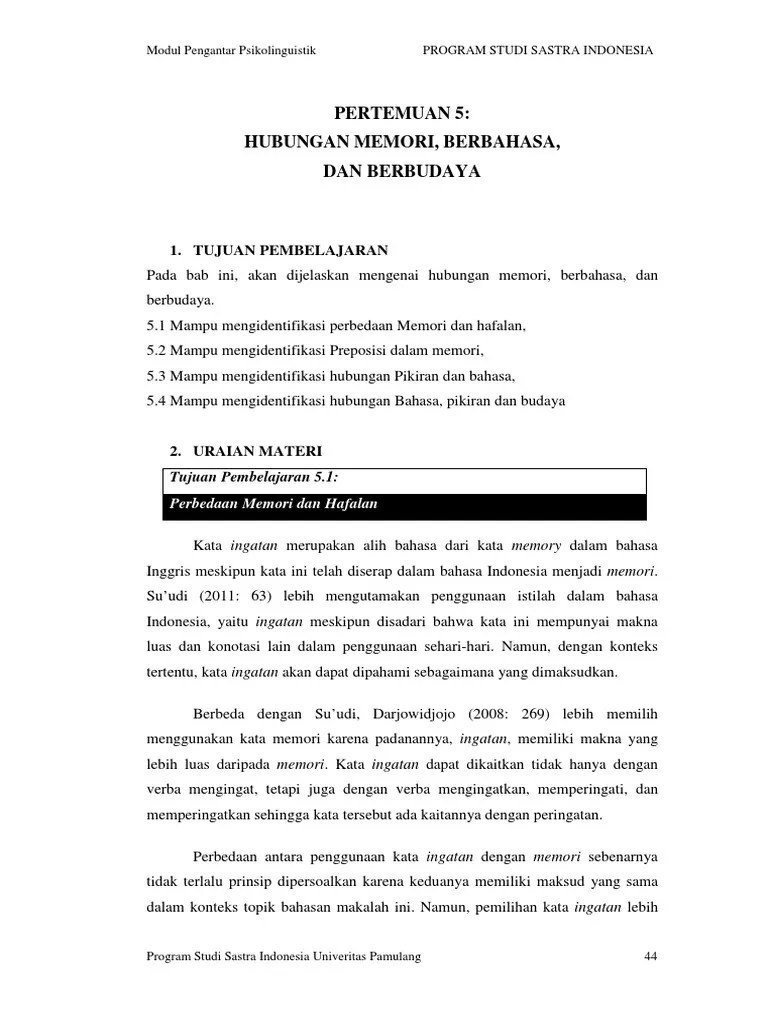 Hubungan Memori, Berbahasa, Berbudaya | PDF