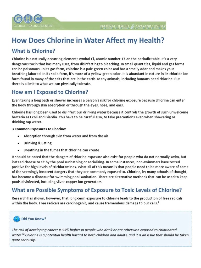 How Does Chlorine in Water Affect My Health? PDF Chlorine Cancer