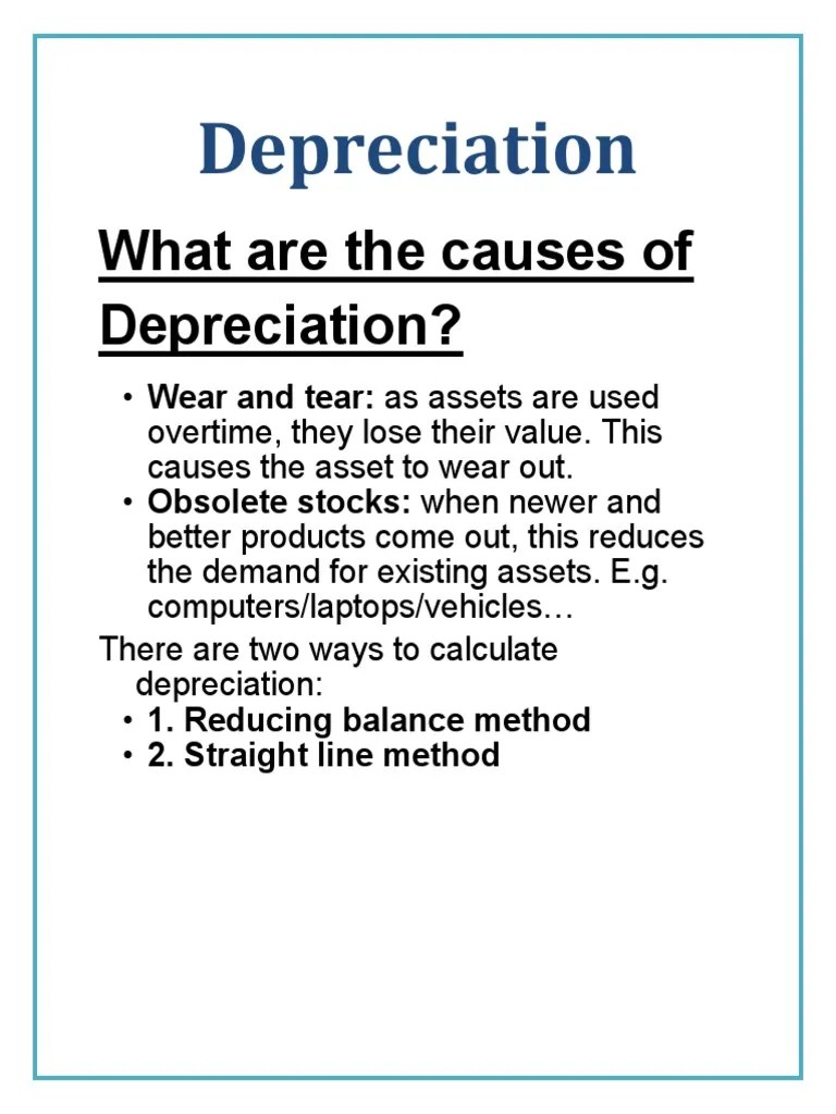 What Are The Causes of Depreciation? PDF Book Value Depreciation