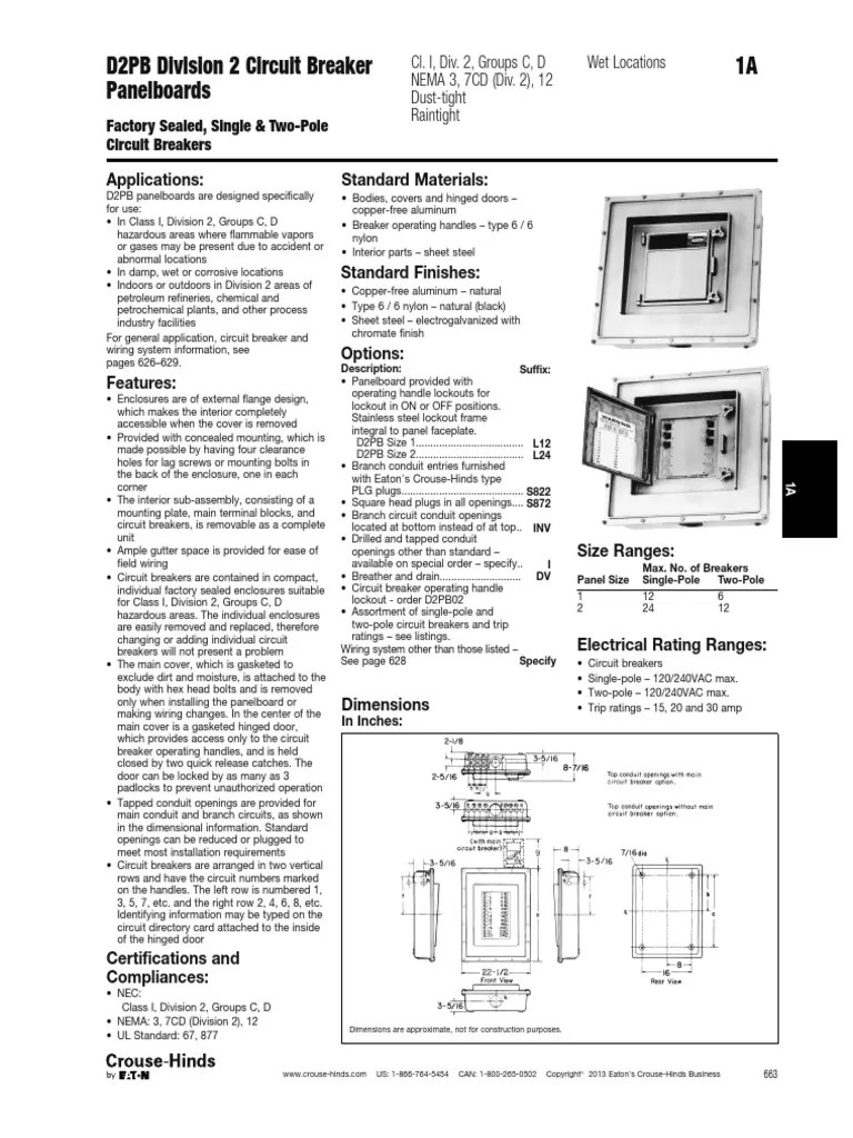 Crouse Hinds d2pb Panelboard Catalog Page | PDF | Transformer