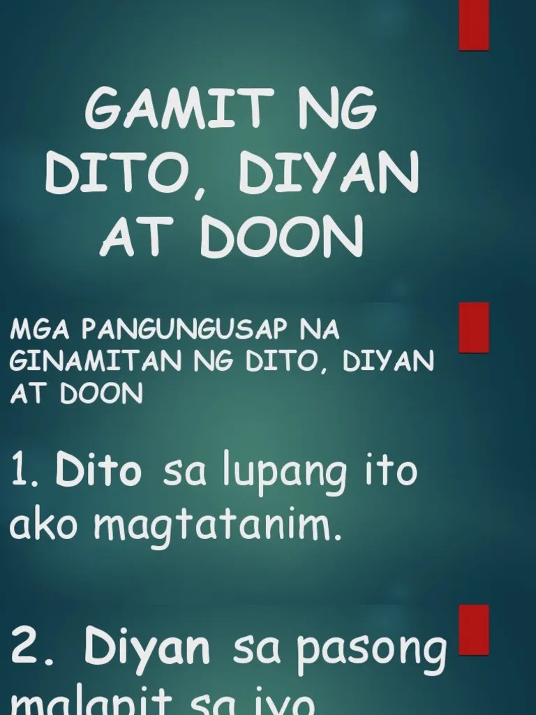 Gamit NG Dito, Diyan at Doon PDF