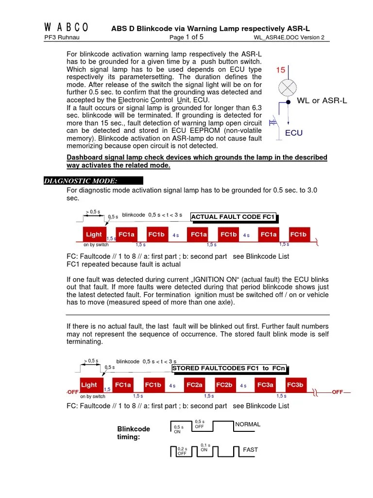 600 001 Wabco Abs Blinkcodes PDF Anti Lock Braking System