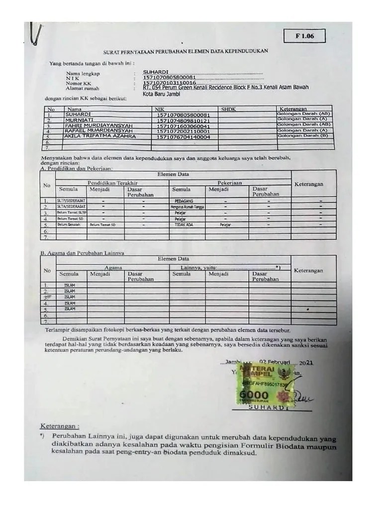 FORM F 1.06 Dukcapil PDF