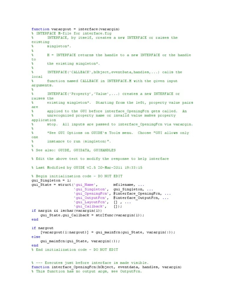 MATLAB interface creation and callback function documentation PDF