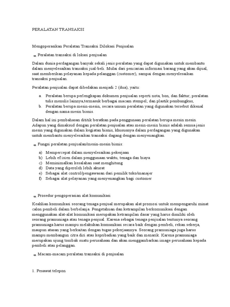 Peralatan Transaksi | PDF