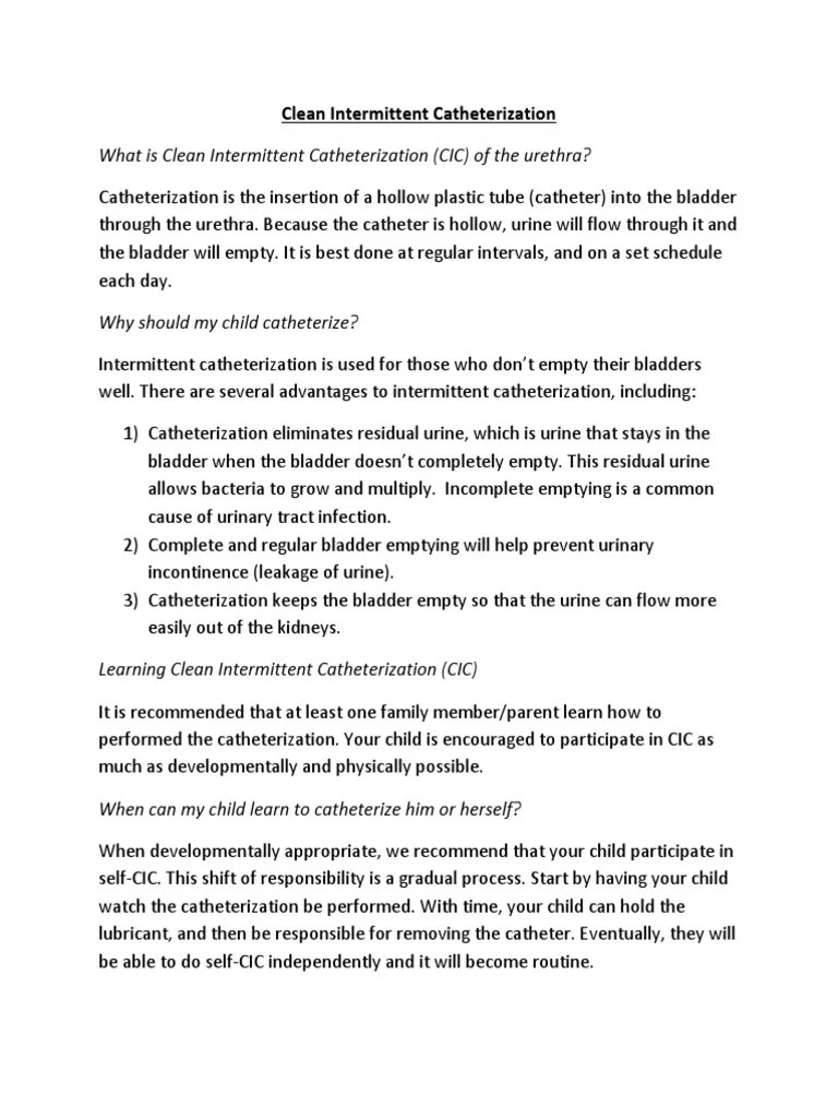 Clean+Intermittent+Catheterization Instructions Catheter