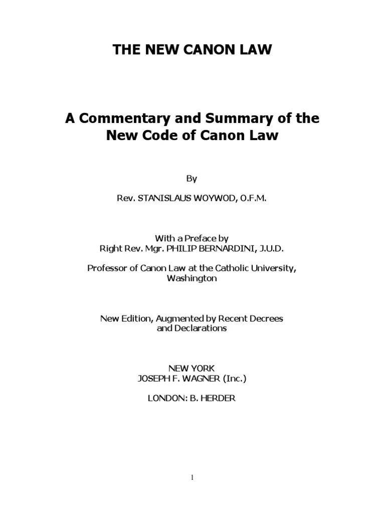 Commentary of The New Code of Canon Law PDF Catholic Church