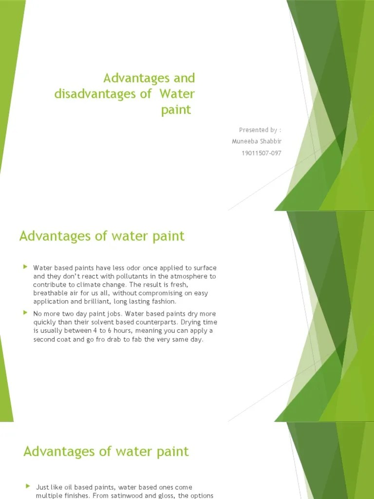 Advantages and Disadvantages of Water Paint PDF Paint Volatile