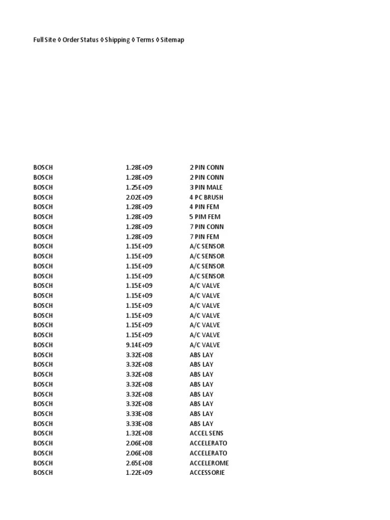 Bosch Parts List | PDF | Manufactured Goods | Equipment