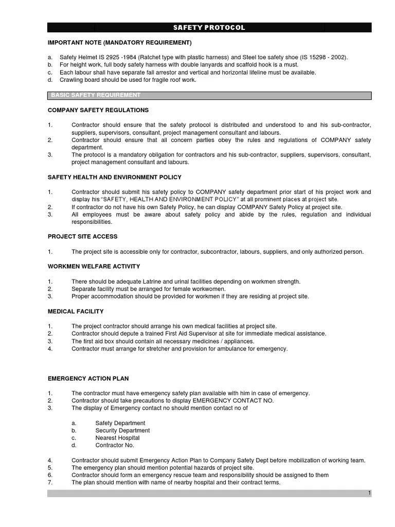 Basic Safety Requirement Important Note (Mandatory Requirement) PDF