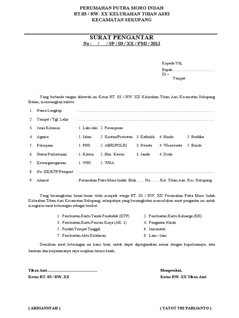 Surat Izin Rt Rw / 10 Contoh Surat Pengantar Nikah dari RT hingga