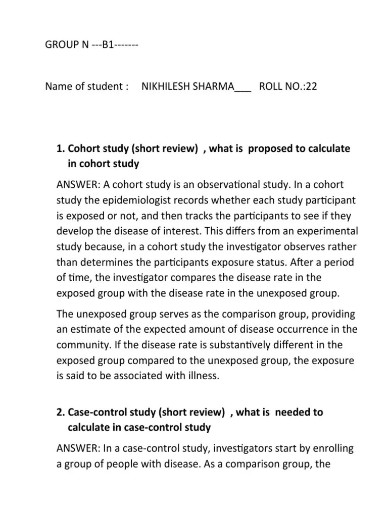 Cohort Study (Short Review), What Is Proposed To Calculate in Cohort