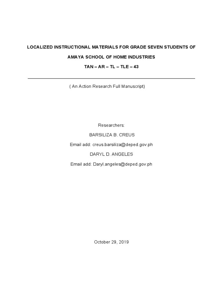 Localized Instructional Materials For Grade Seven Students of Amaya