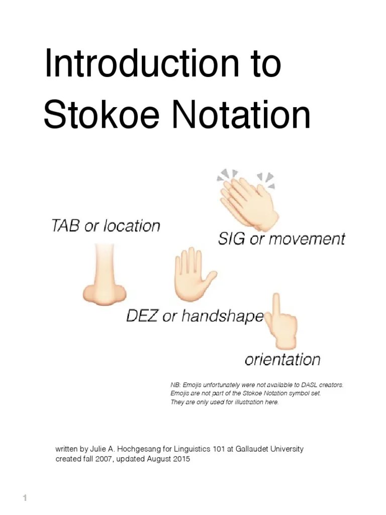 Introduction To Stokoe Notation PDF Linguistics Hand