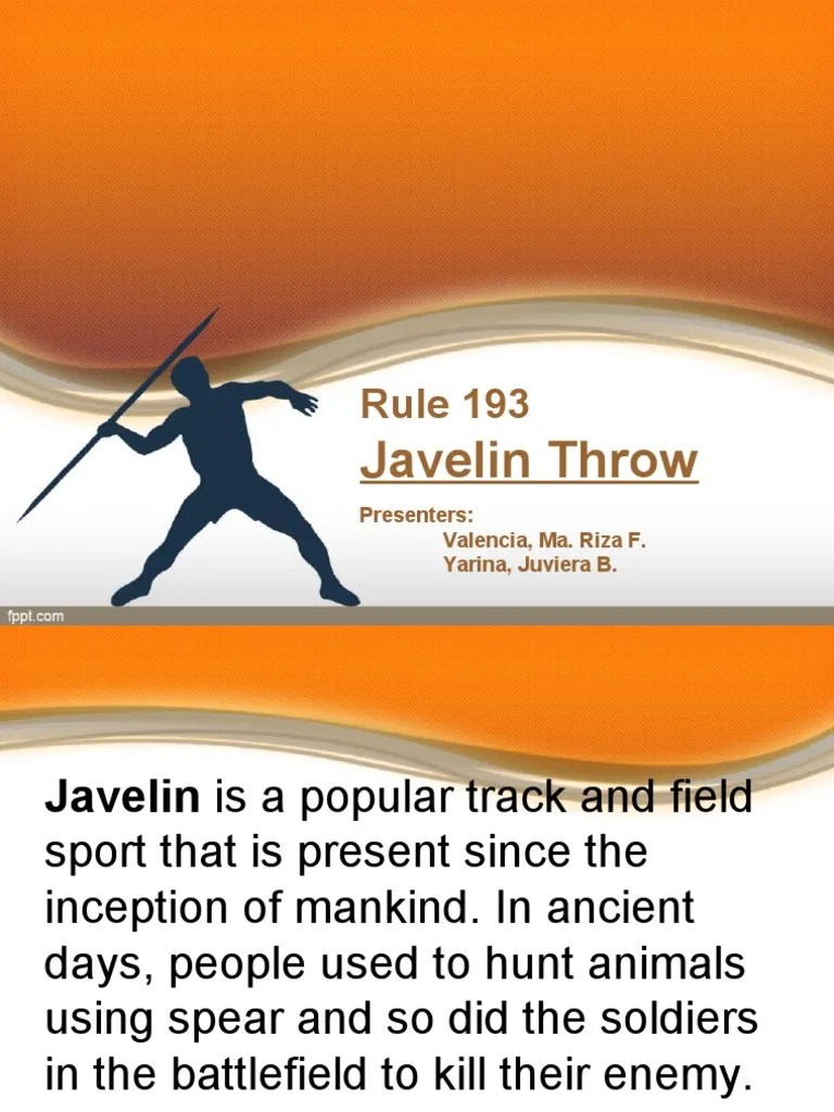 Rule 193 Javelin Throw PDF Sports Athletics