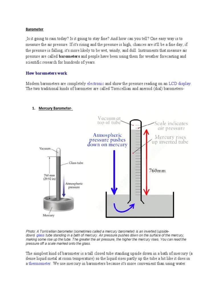 How Barometers Work Electronic LCD Display PDF Pascal (Unit