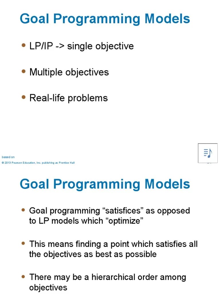 Goal Programming Models LP/IP Single Objective Multiple Objectives RealLife Problems PDF