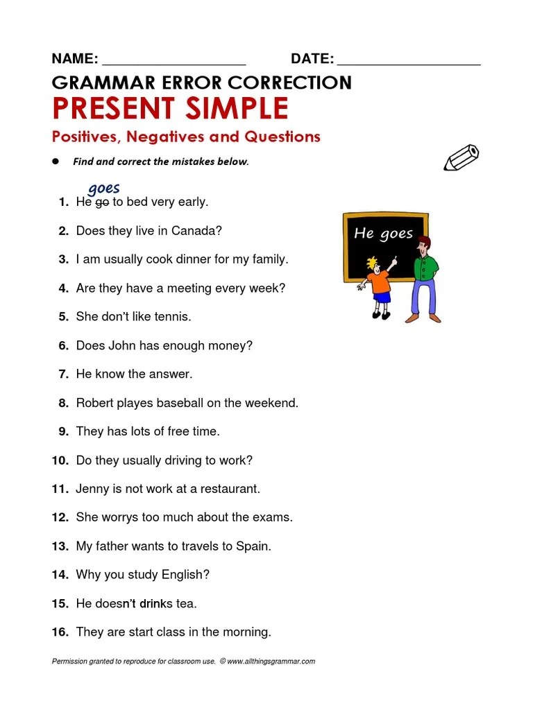 Correct The Mistakes Present Simple PDF(02)