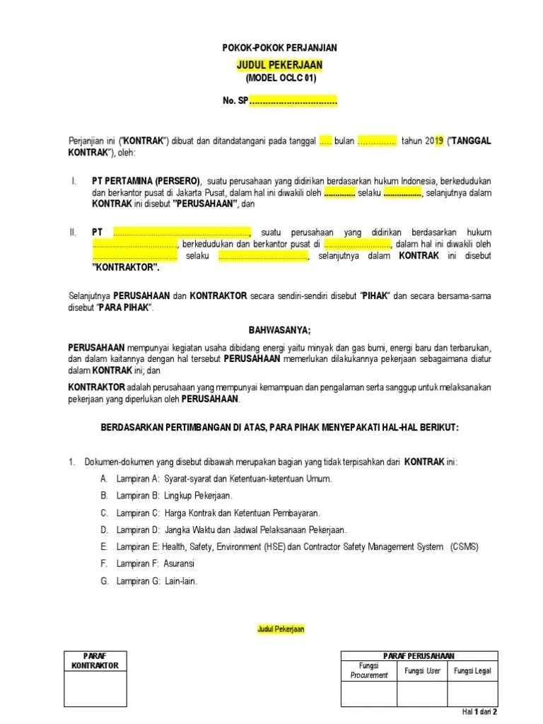 Template Kontrak Jasa Konstruksi Non EPC OCLC 1 | PDF