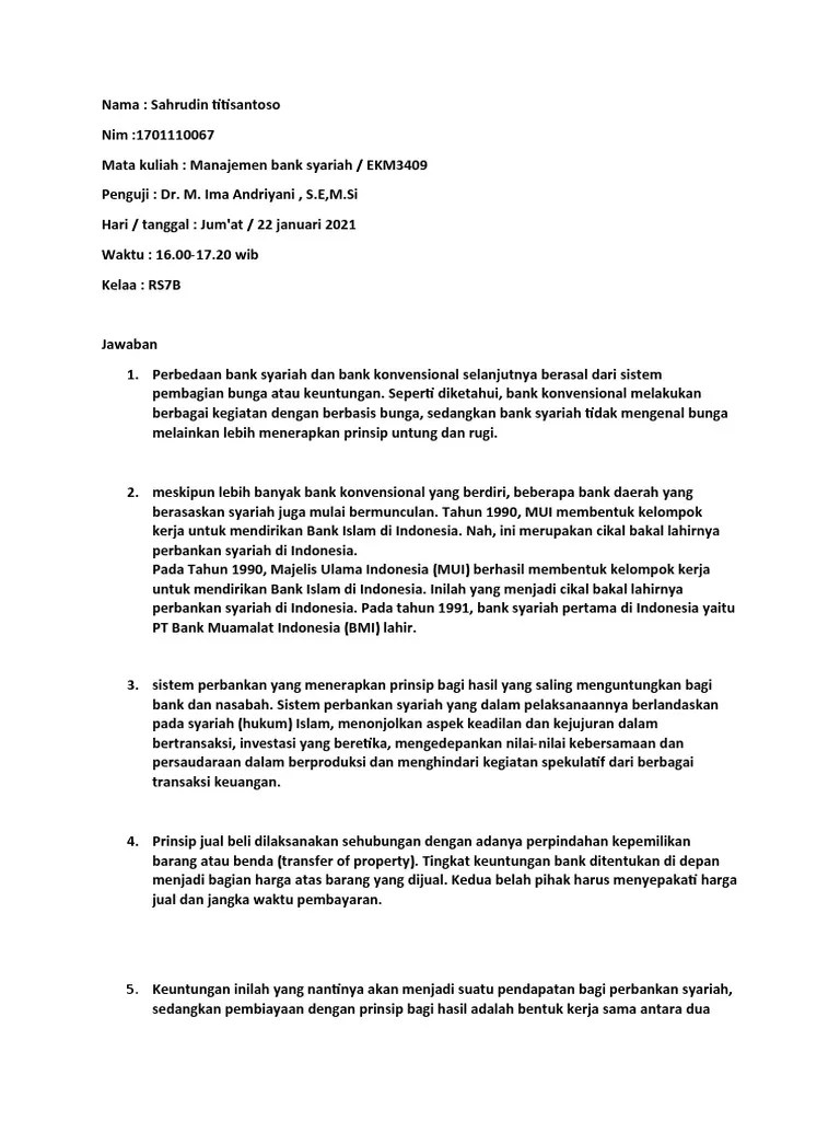 Sahrudin Titisantoso 1701110067 Manajemen Bank Syariah | PDF