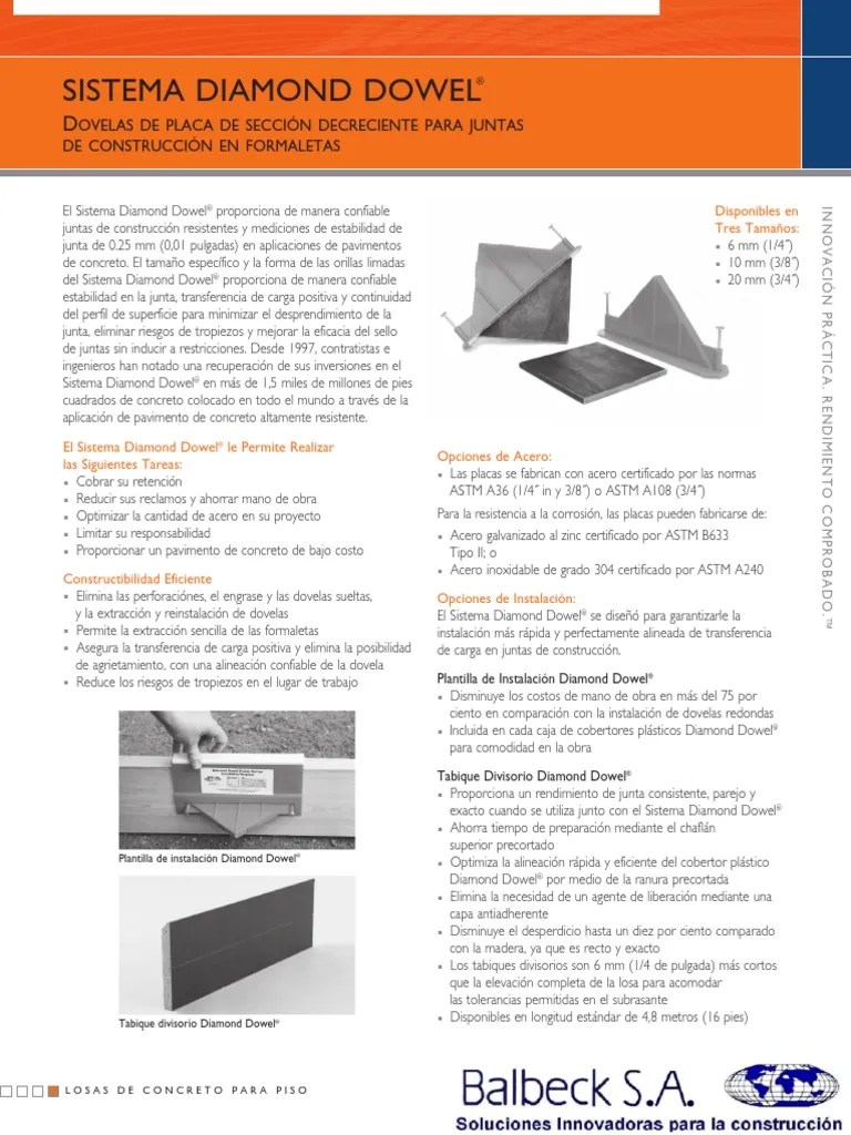 Diamond Dowel Espanol PDF Acero Hormigón