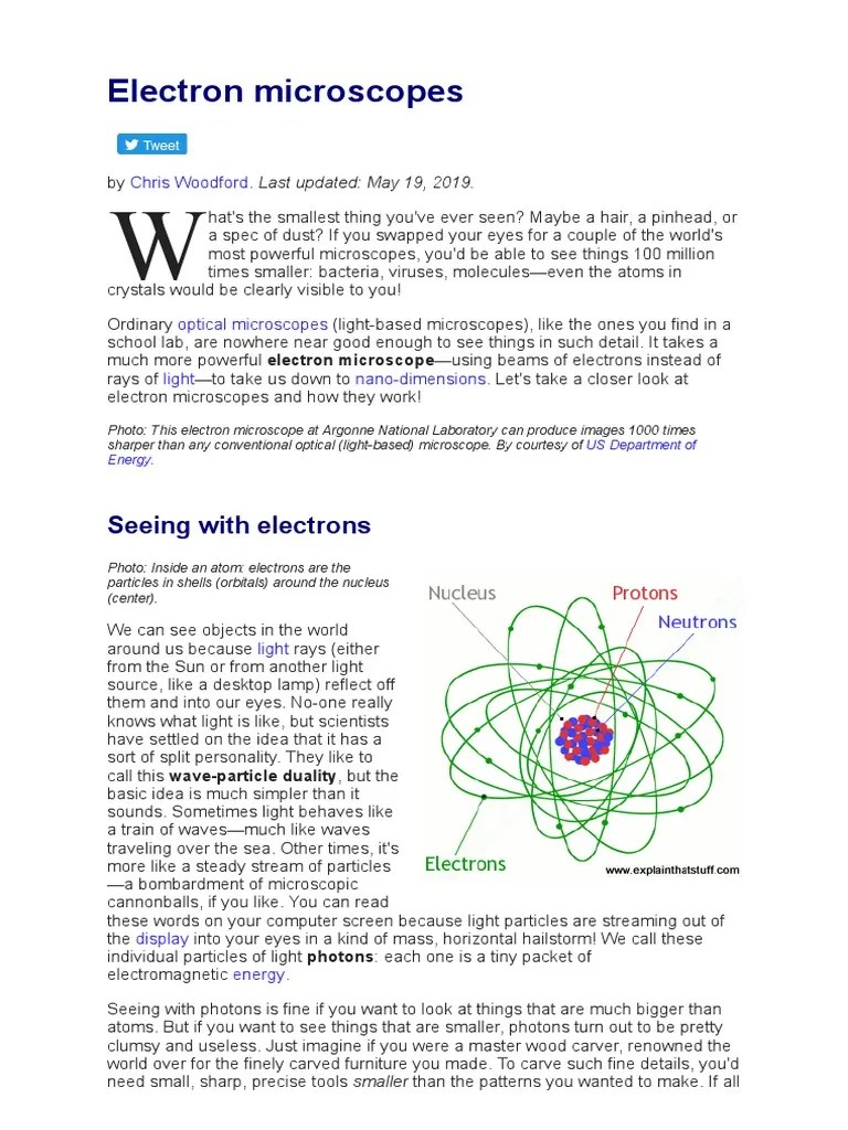 How Do Electron Microscopes Work Explain That Stuff PDF