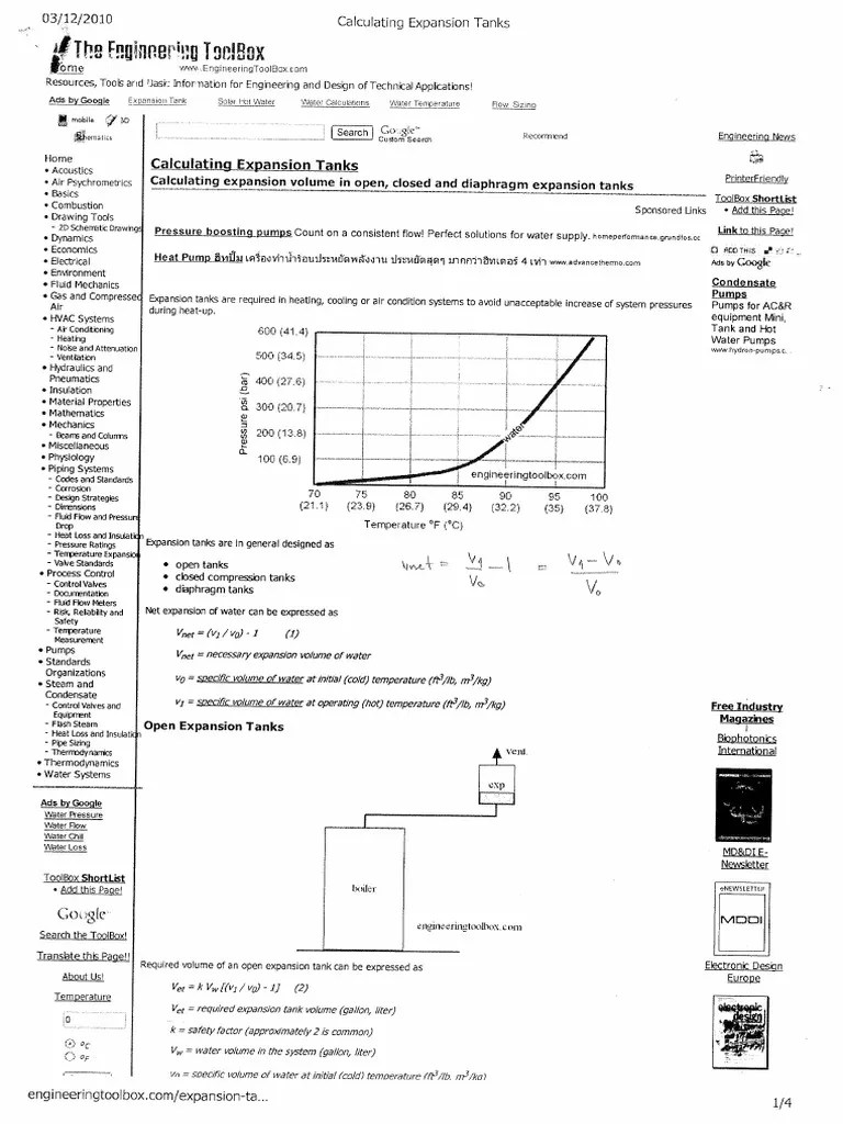 Expansion Tank Calculation PDF