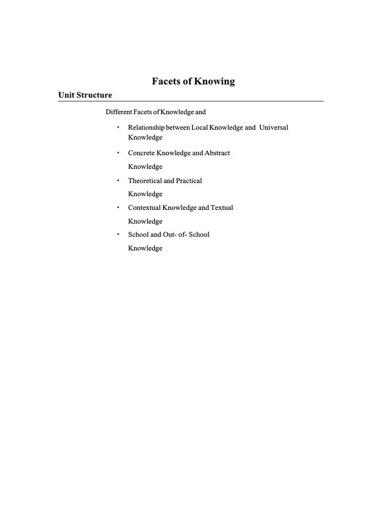 Understanding the Different Facets of Knowledge A Holistic Exploration