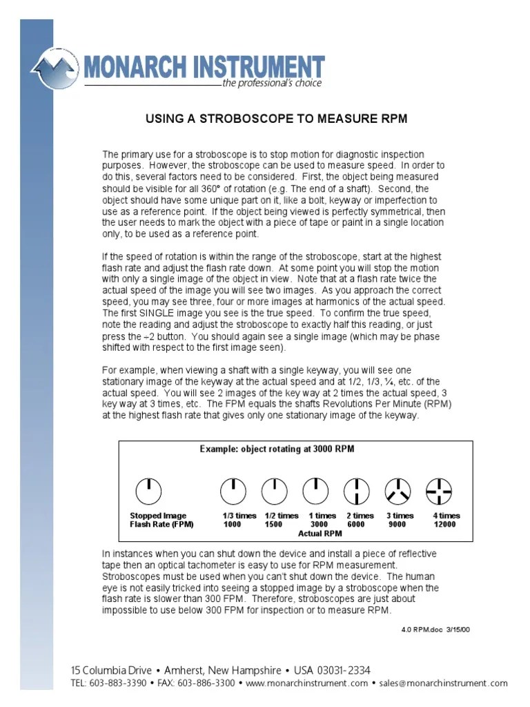 Using A Stroboscope To Measure RPM The Professional's Choice PDF