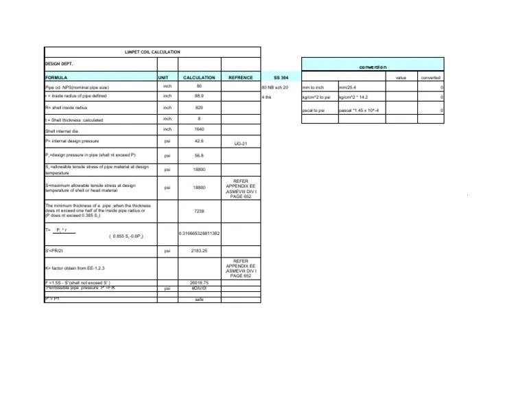 Vdocuments MX Limpet Coil Calculation PDF Pipe (Fluid Conveyance