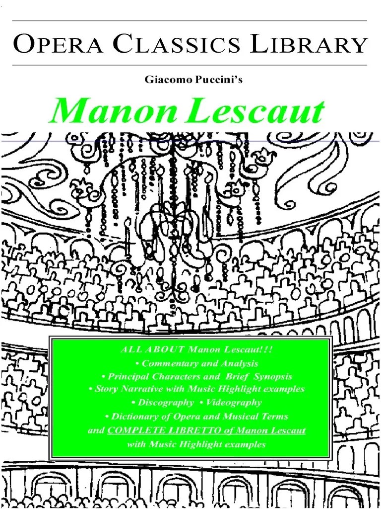 Puccinis Manon Lescaut Opera Classics Library Series PDF