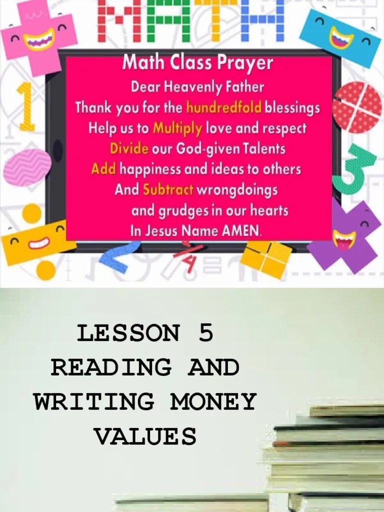Lesson 5 Reading and Writing Money Values PDF