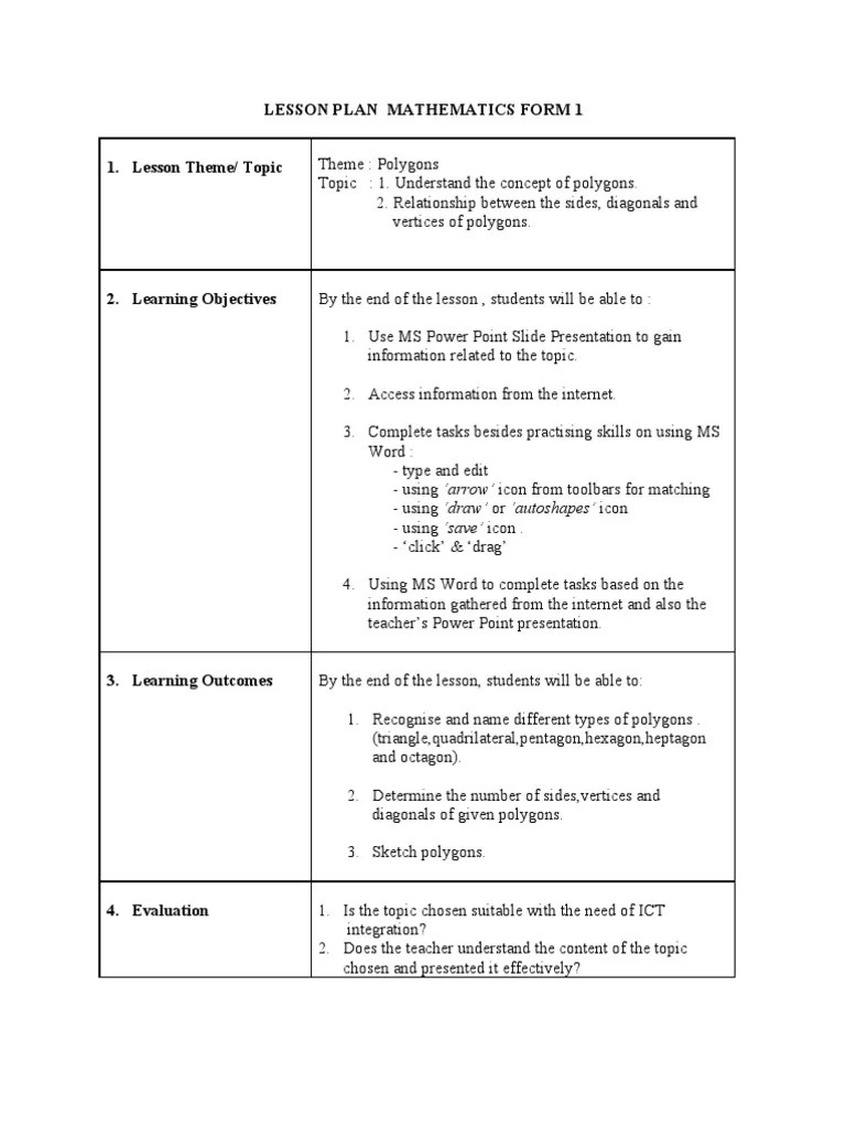 1st Grade Math Lesson Plan