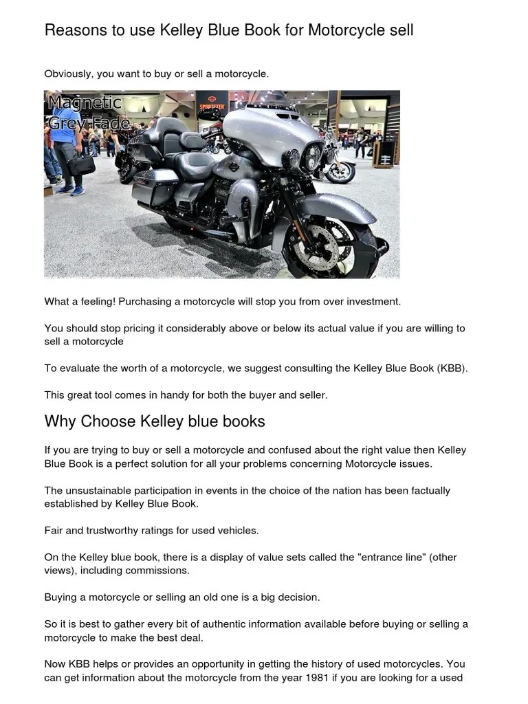 Why Using Kelley Blue Book For Selling Motorcycleskyttu PDF Kelley