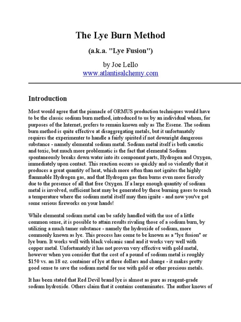 The Lye Burn Method PDF