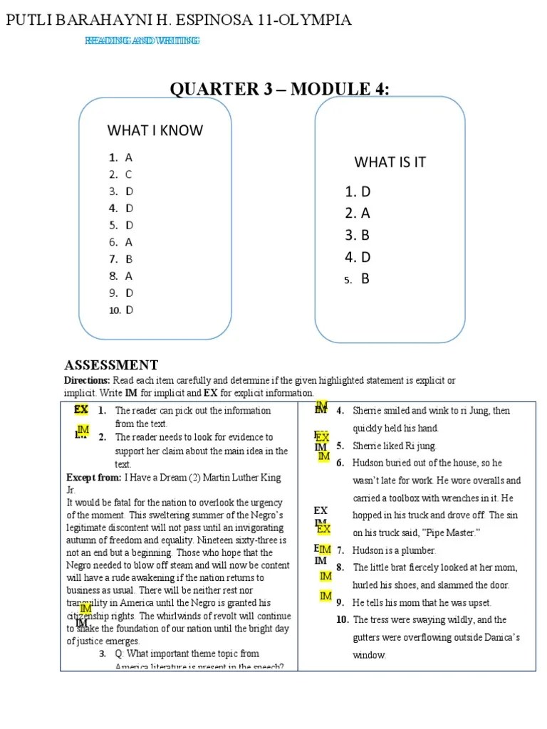 Reading and Writing Module PDF