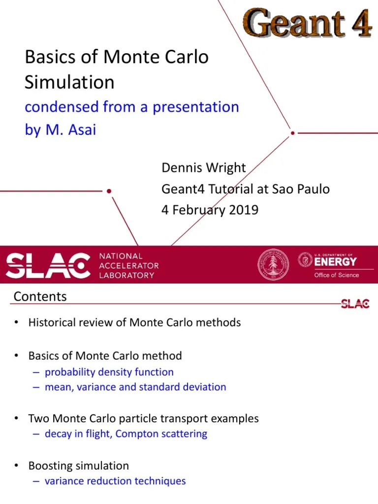 Basics of Monte Carlo Simulation Condensed From A Presentation by M