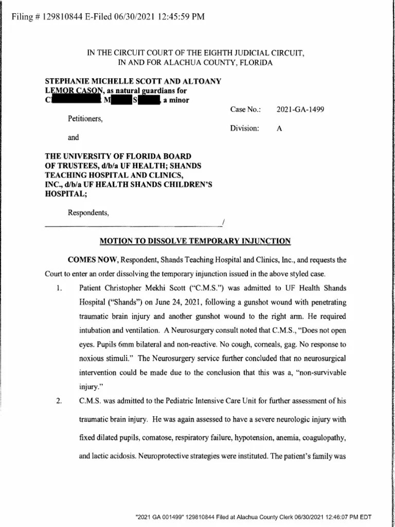 Motion To Dissolve Temporary Injunction PDF