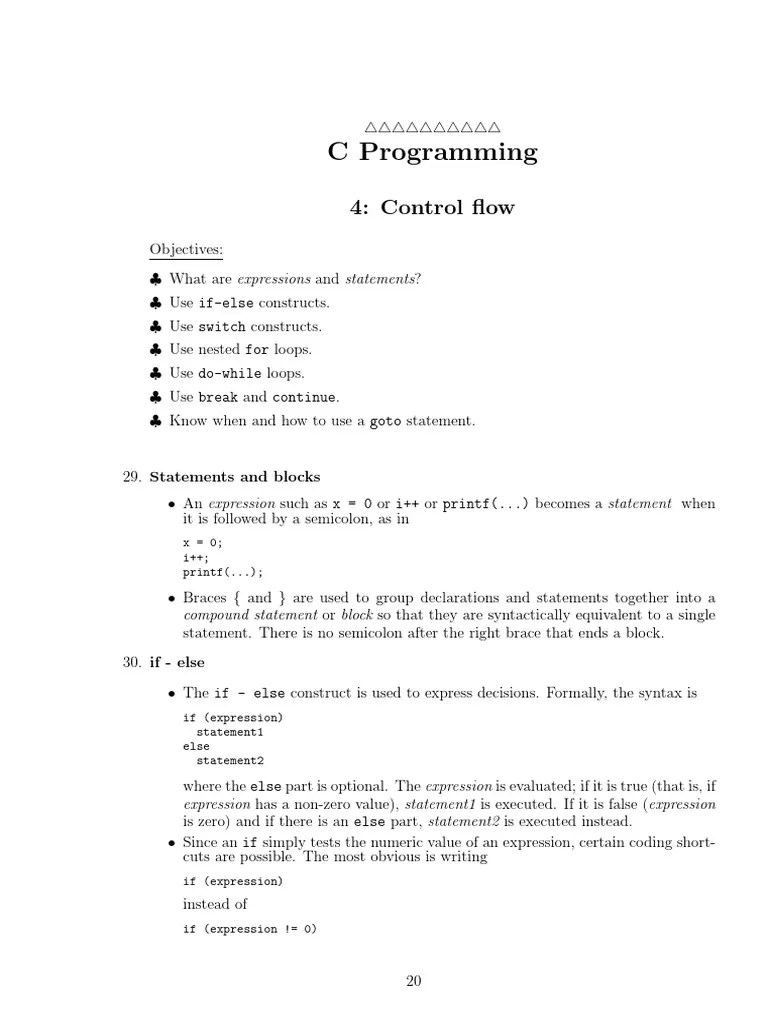 Control Flow in C Programming: Statements, Expressions, Conditionals