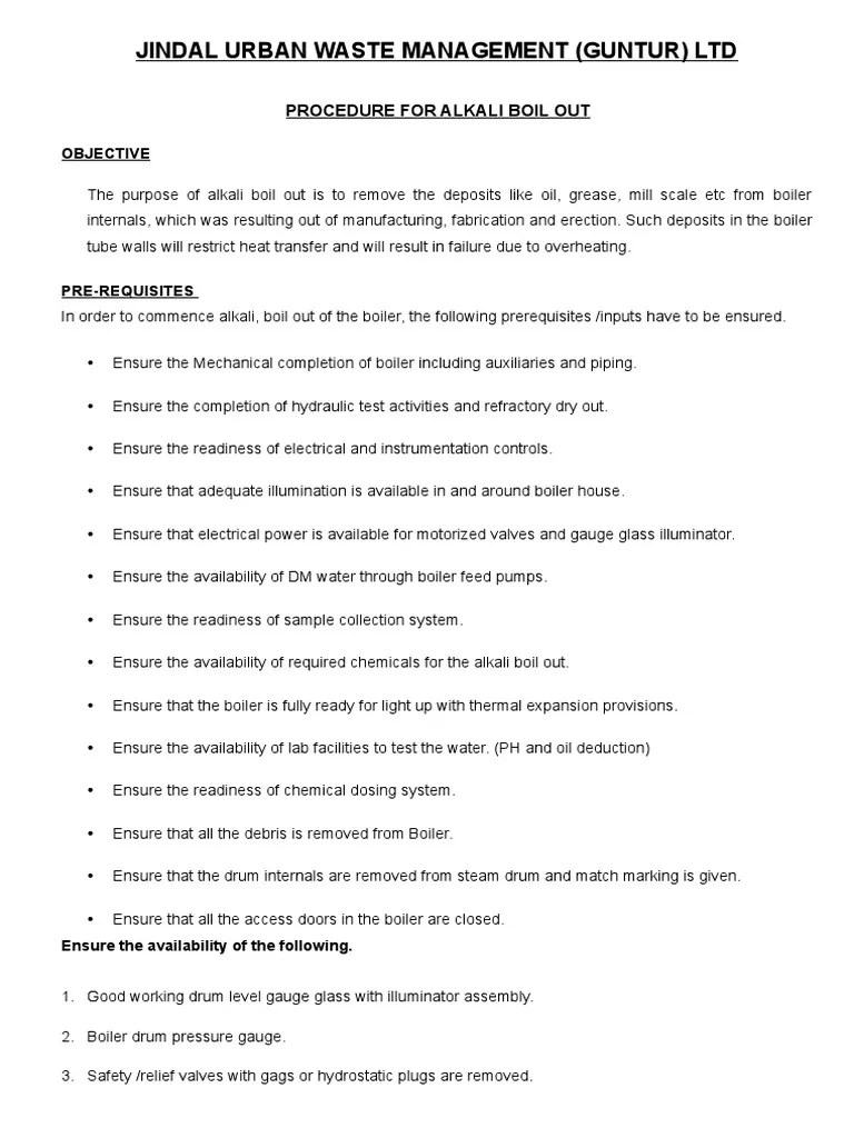 Procedure for Effective Alkali Boil Out of Boiler Internals to Remove