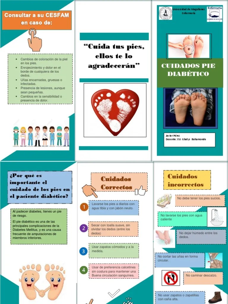 Triptico Cuidado de Pie Diabetico PDF Diabetes Enfermedades y