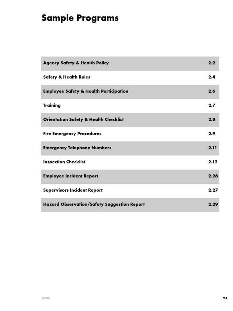 Safety Program Sample PDF Fires Traffic Collision
