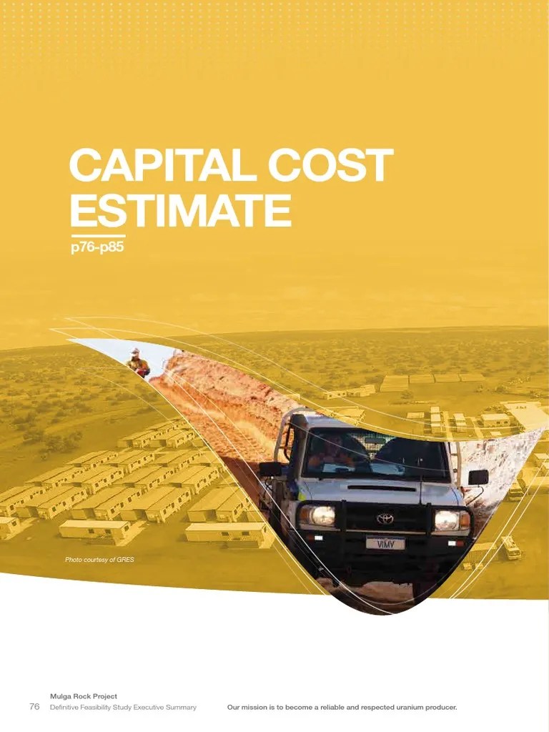 2018 Vimy Dfs Executive Summary Capital Cost Estimate PDF Mining Specification (Technical