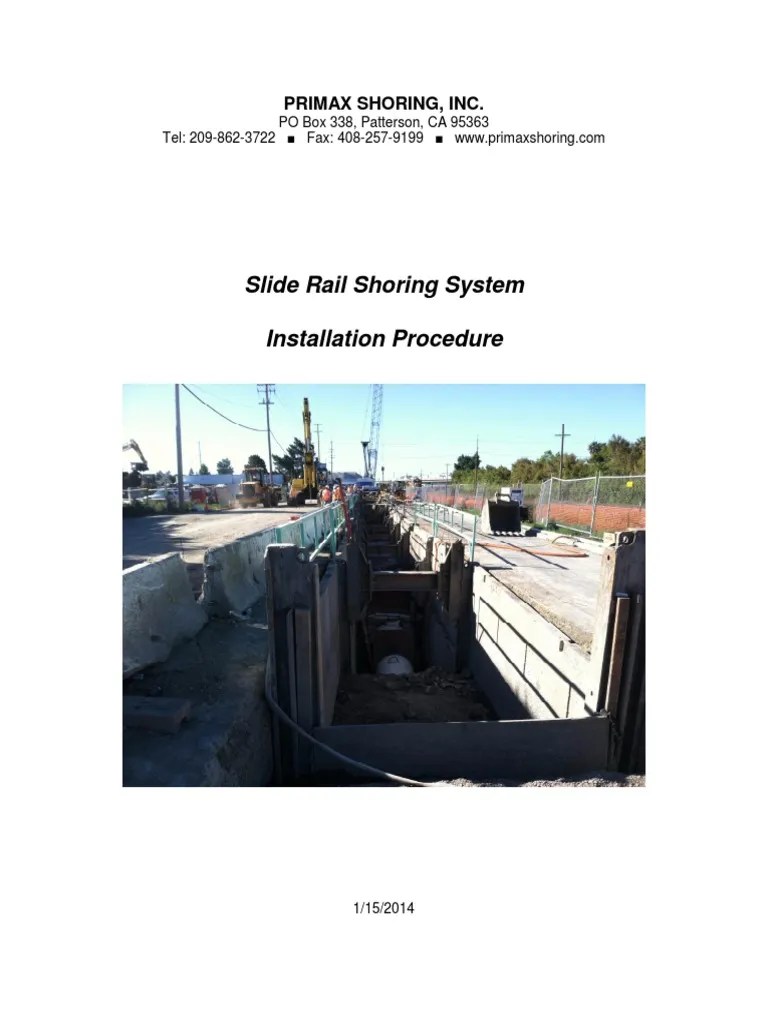 Instruction Manual Trench Slide Rail Shoring System PDF