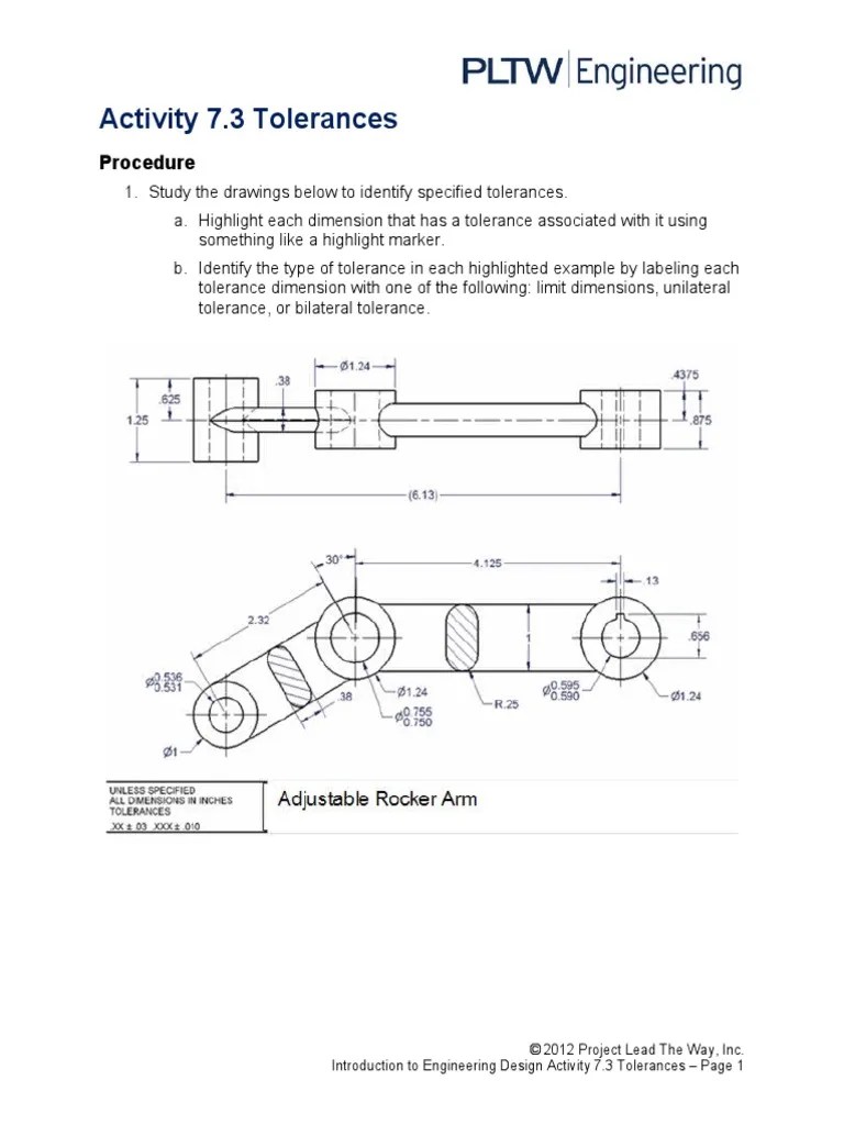 Activity 7.3 Tolerances: Procedure | PDF | Engineering Tolerance