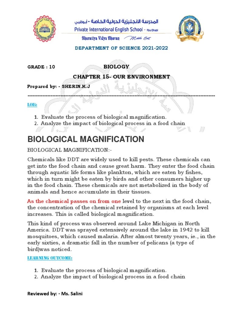 Biological Magnification Biology Chapter 15Our Environment PDF