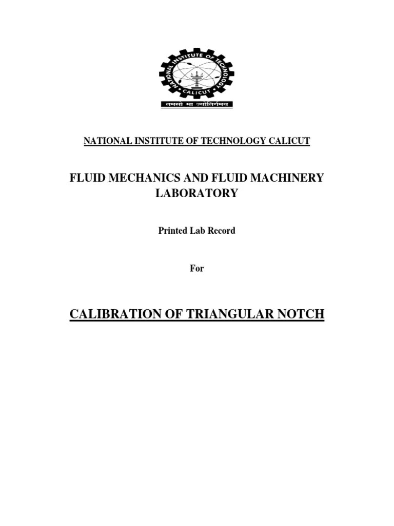 Calibration of Triangular Notch PDF Fluid Dynamics Calibration
