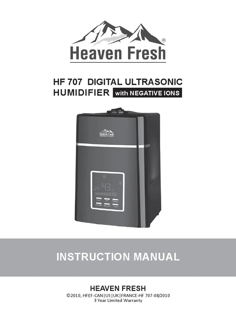 Instruction Manual: HF 707 Digital Ultrasonic Humidifier | PDF