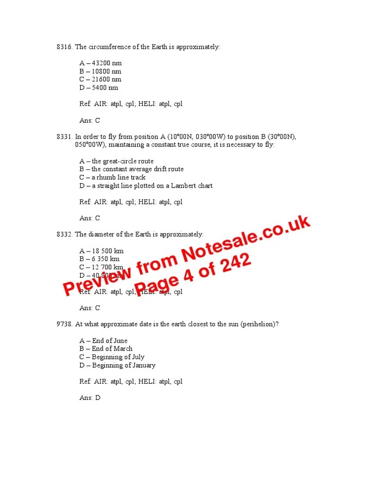 General Navigation Questions PDF Latitude Compass